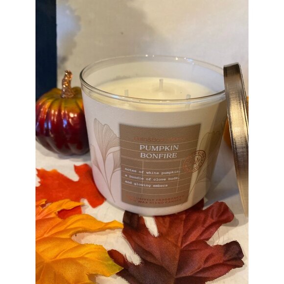 Bath & Body Works “Pumpkin Bonfire” 3 Wick Candle - Picture 1 of 7
